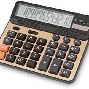 Desktop Calculator Extra Large 5 Inch LCD Display 12-Digit Big Button Giant Accounting Calculator, Battery & Solar Powered for Office Business Home