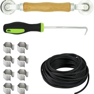 Screen Repair Kit, Screen Tool with Rolling Tool, Spline Removal Hook, Screen Installer Clips(8 pcs), Screen Spline(32 ft), Screen Repair Tool for Installing & Repairing Door Screen Window…